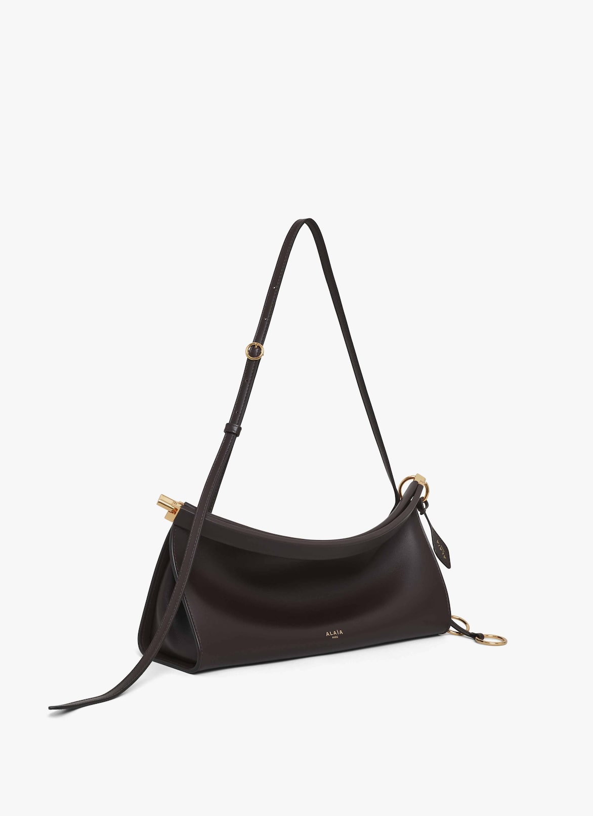 LE CLICK EAST WEST MEDIUM BAG IN LEATHER ALAÏA DARK BROWN LE CLICK EAST WEST MEDIUM BAG IN LEATHER